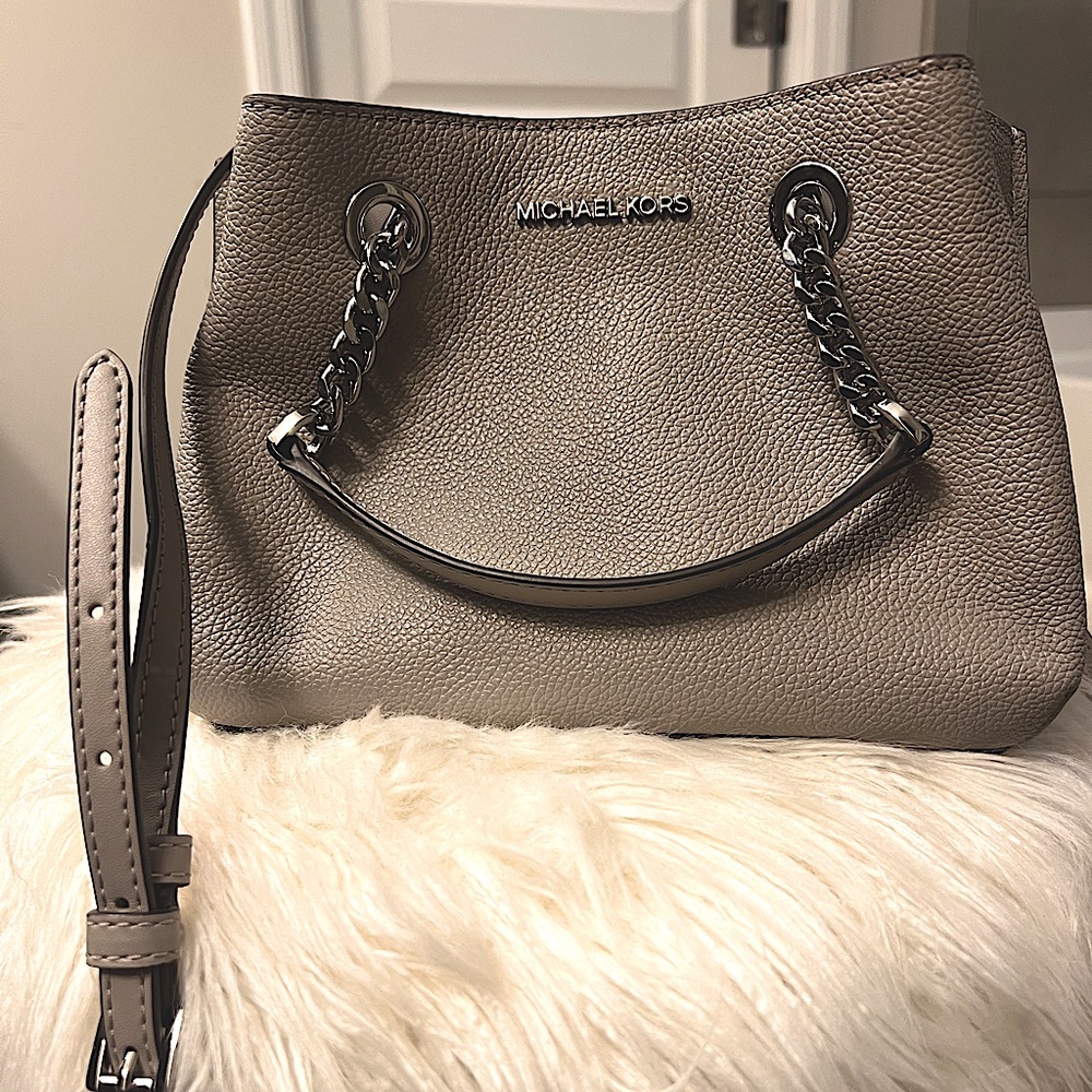 Michael Kors grey leather shoulder bag
